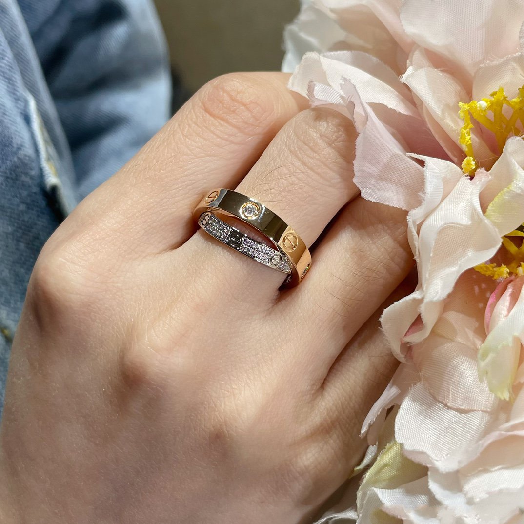 [Eternal Jewelry]LOVE PINK GOLD SILVER DIAMOND DOUBLE RING