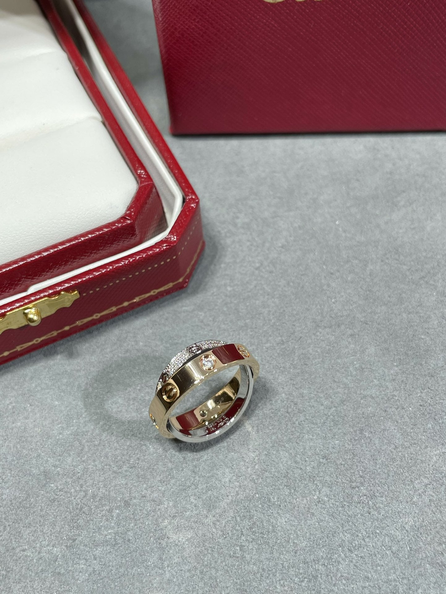 [Eternal Jewelry]LOVE PINK GOLD SILVER DIAMOND DOUBLE RING