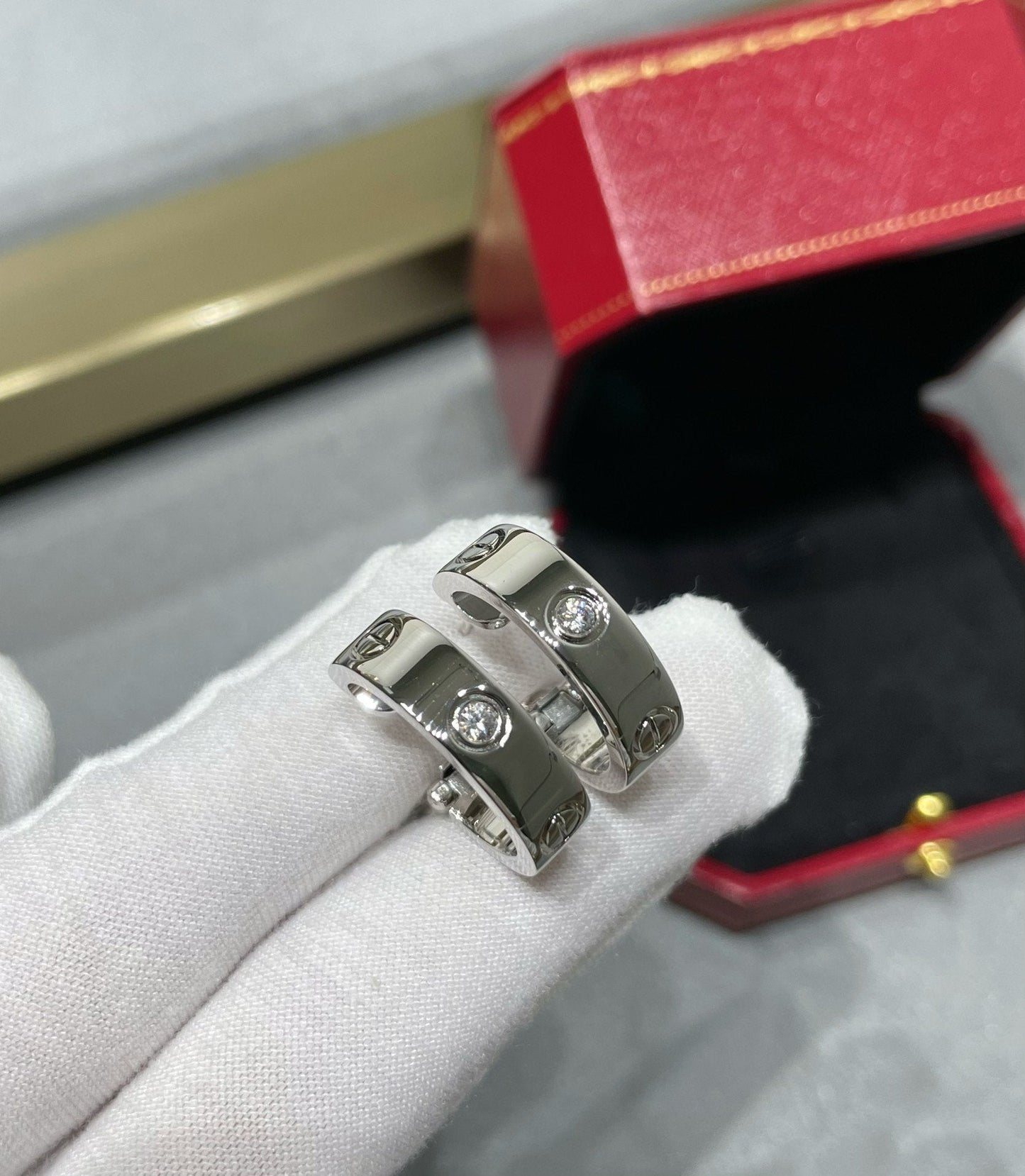 [Eternal Jewelry]LOVE 5.5MM 1 DIAMOND EARRINGS