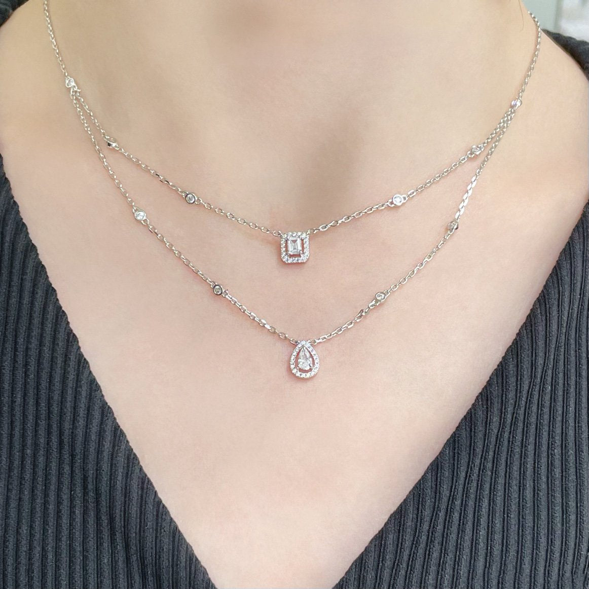 [Eternal jewelry]MY TWIN 2 ROW DIAMOND NECKLACE