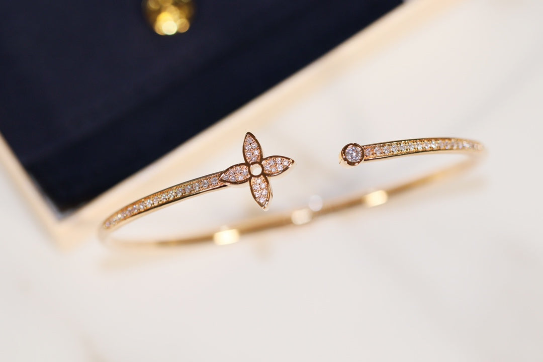 [Eternal Jewelry]IDYLLE GOLD OPEN BRACELET DIAMOND PAVED