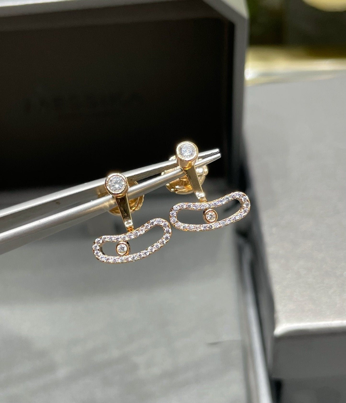 [Eternal jewelry]MOVE UNO PINK GOLD DIAMOND EARRINGS