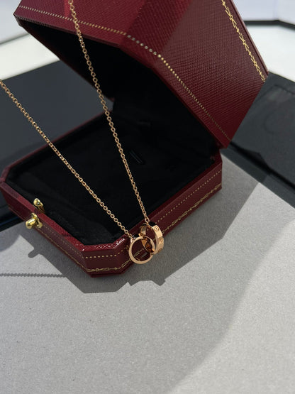 [Eternal Jewelry]LOVE NECKLACE DOUBLE RING PINK GOLD