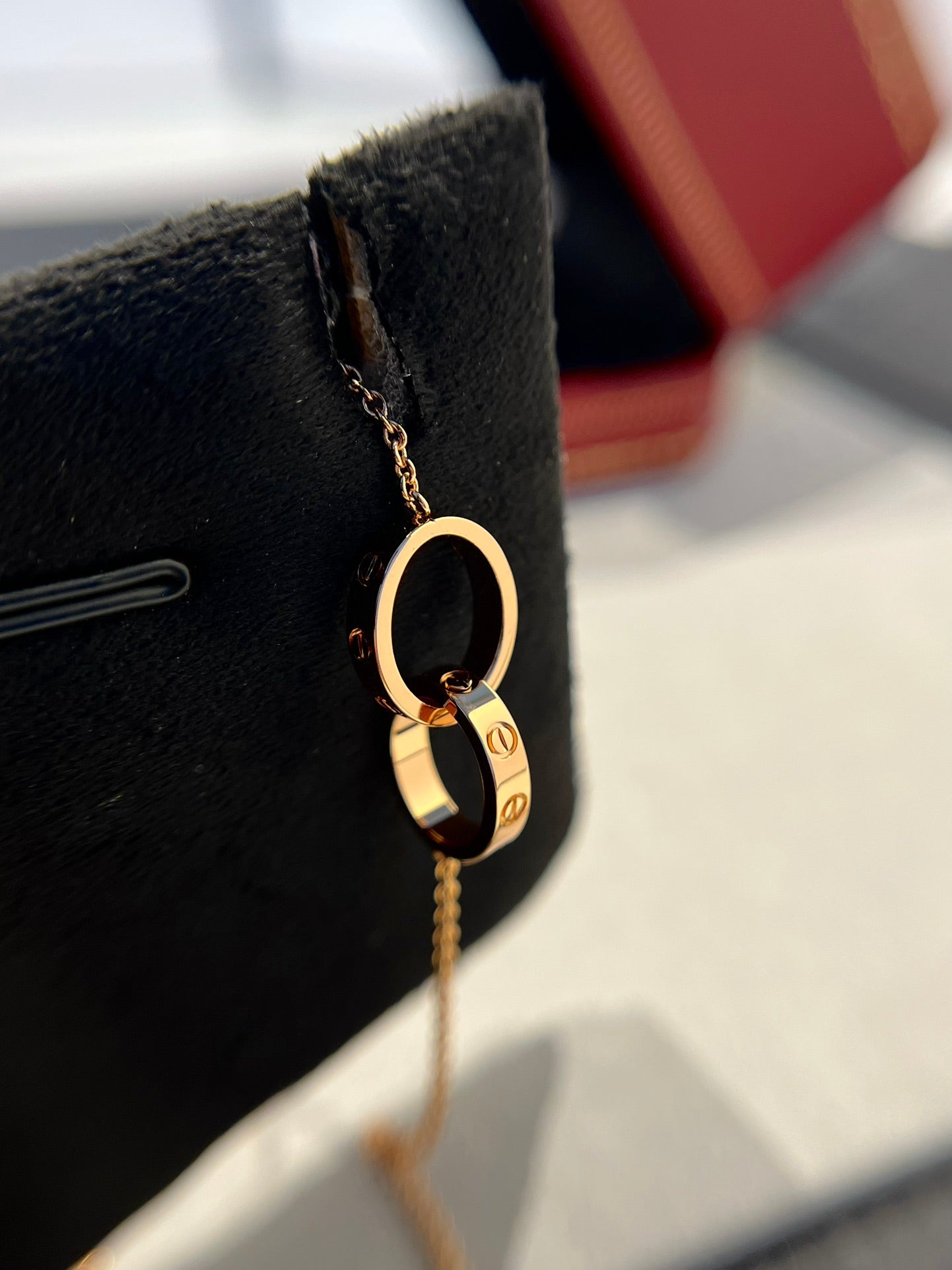 [Eternal Jewelry]LOVE NECKLACE DOUBLE RING PINK GOLD