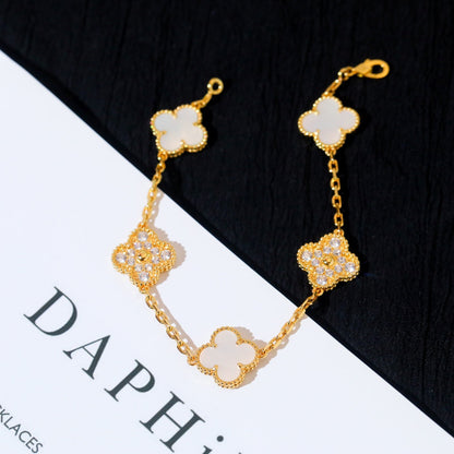 [Eternal Jewelry]CLOVER BRACELET 5 MOTIF WHITE MOP DIAMOND