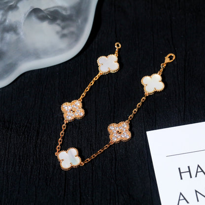[Eternal Jewelry]CLOVER BRACELET 5 MOTIF WHITE MOP DIAMOND