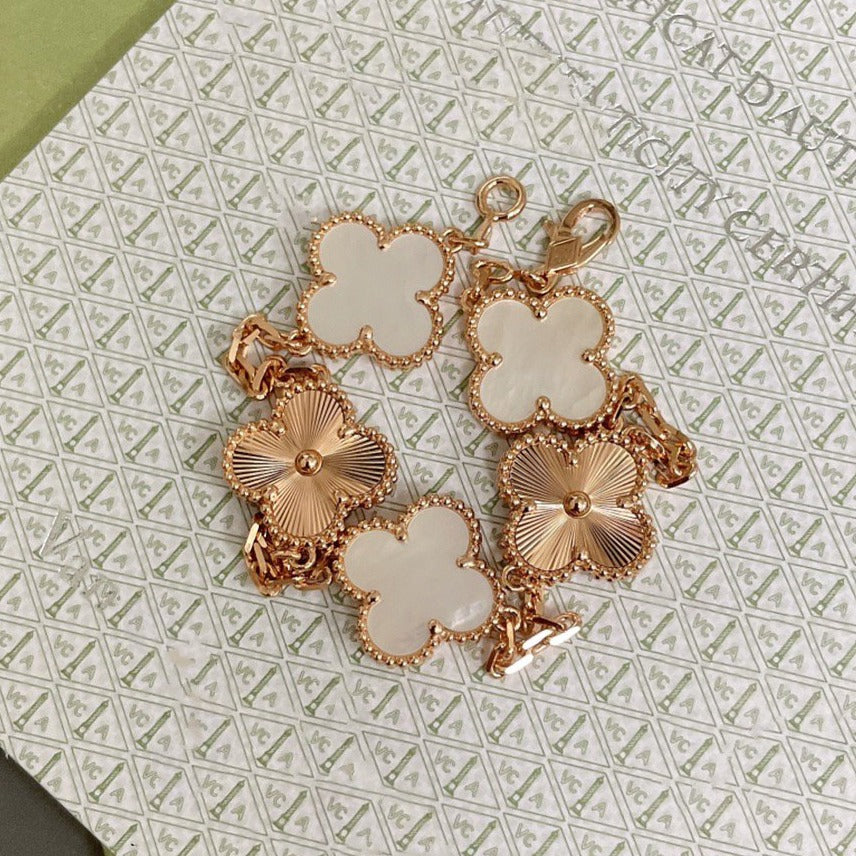 [Eternal Jewelry]CLOVER BRACELET 5 MOTIF WHITE MOP PINK GOLD