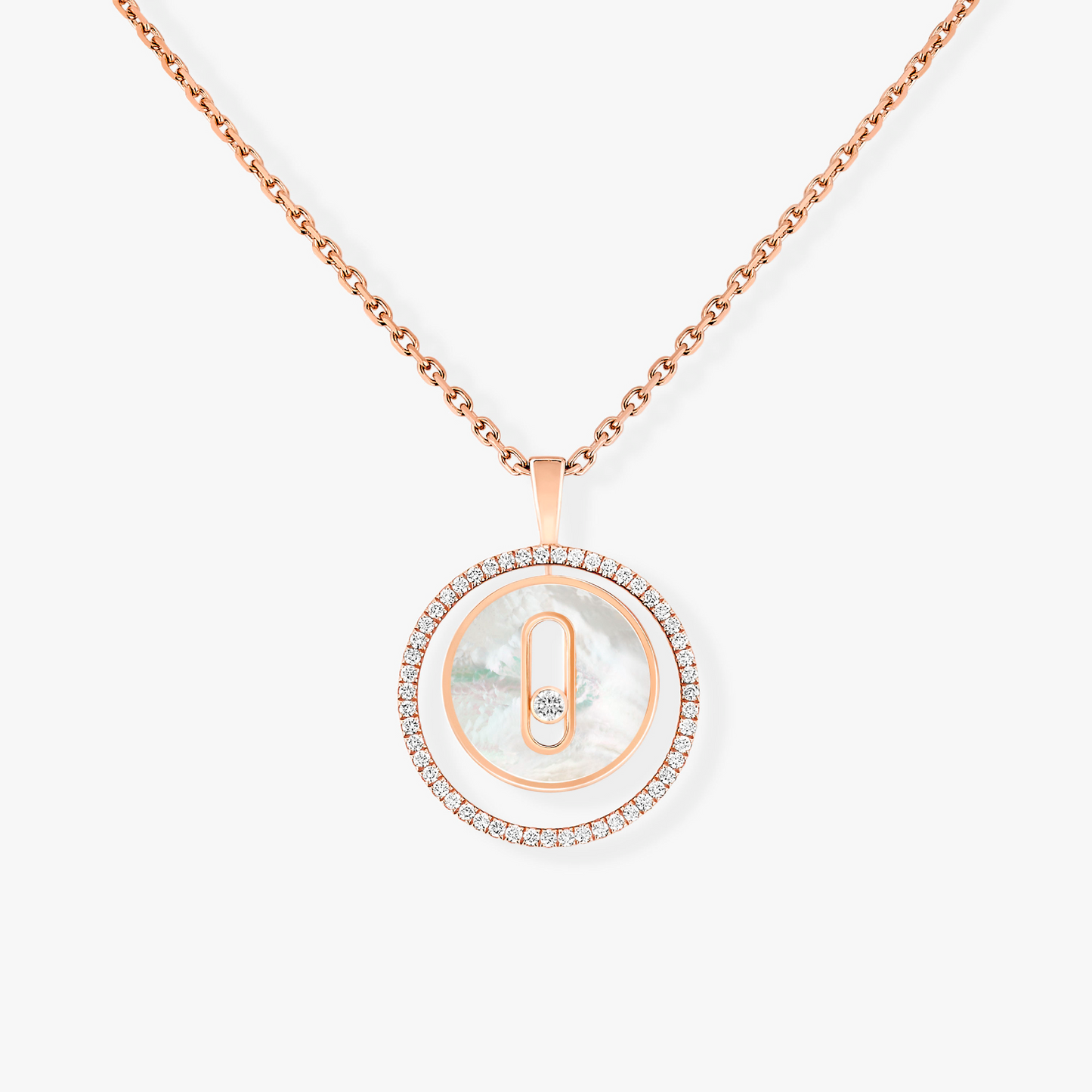 [Eternal jewelry]LUCKY MOVE 1 DIAMOND WHITE MOTHER OF PEARL PINK GOLD DIAMOND NECKLACE
