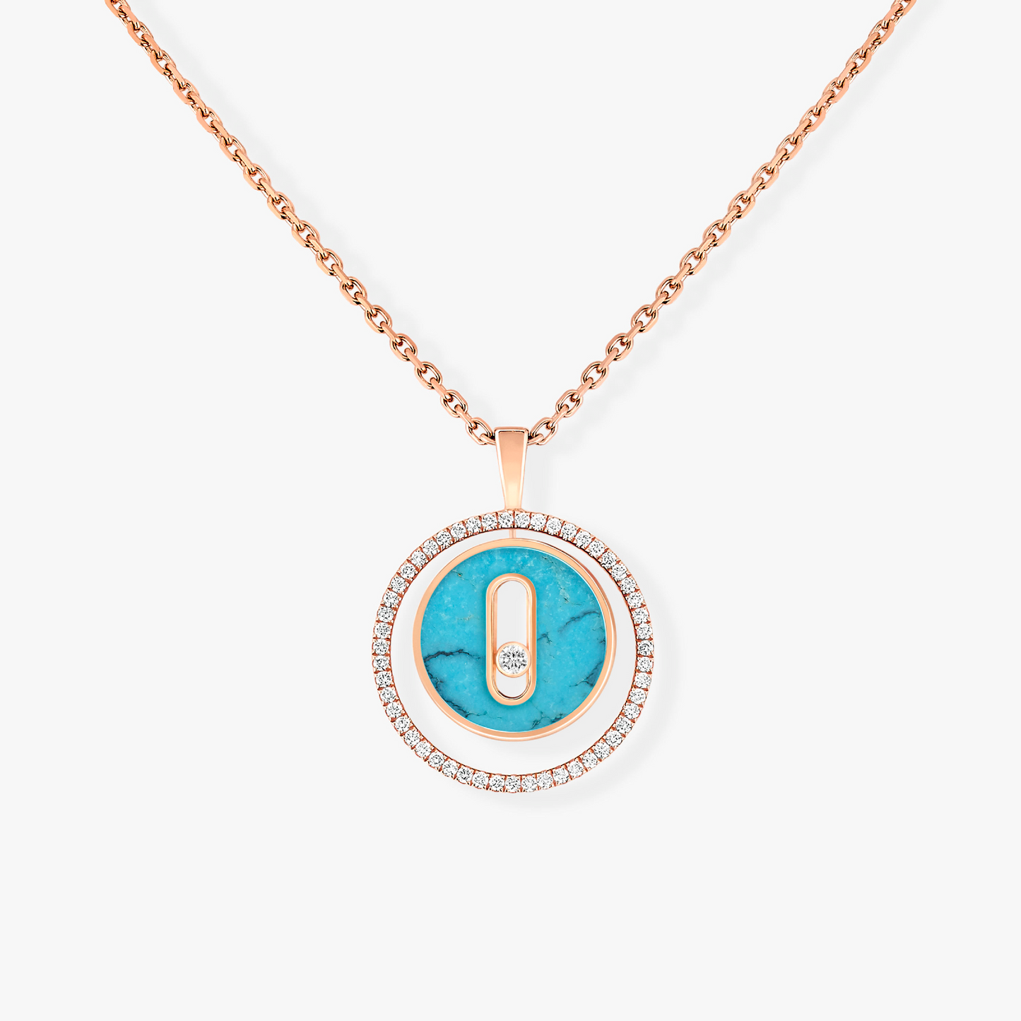 [Eternal jewelry]LUCKY MOVE 1 DIAMOND TURQUOISE PINK GOLD DIAMOND NECKLACE