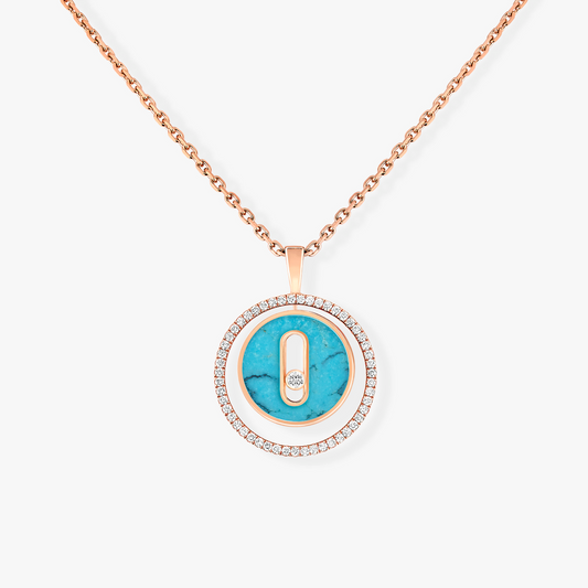 [Eternal jewelry]LUCKY MOVE 1 DIAMOND TURQUOISE PINK GOLD DIAMOND NECKLACE