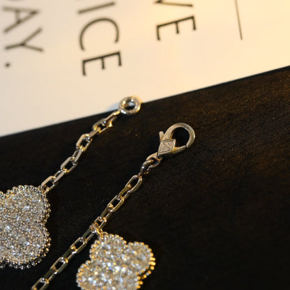 [Eternal Jewelry]CLOVER BRACELET 5 MOTIF SILVER DIAMOND PAVED