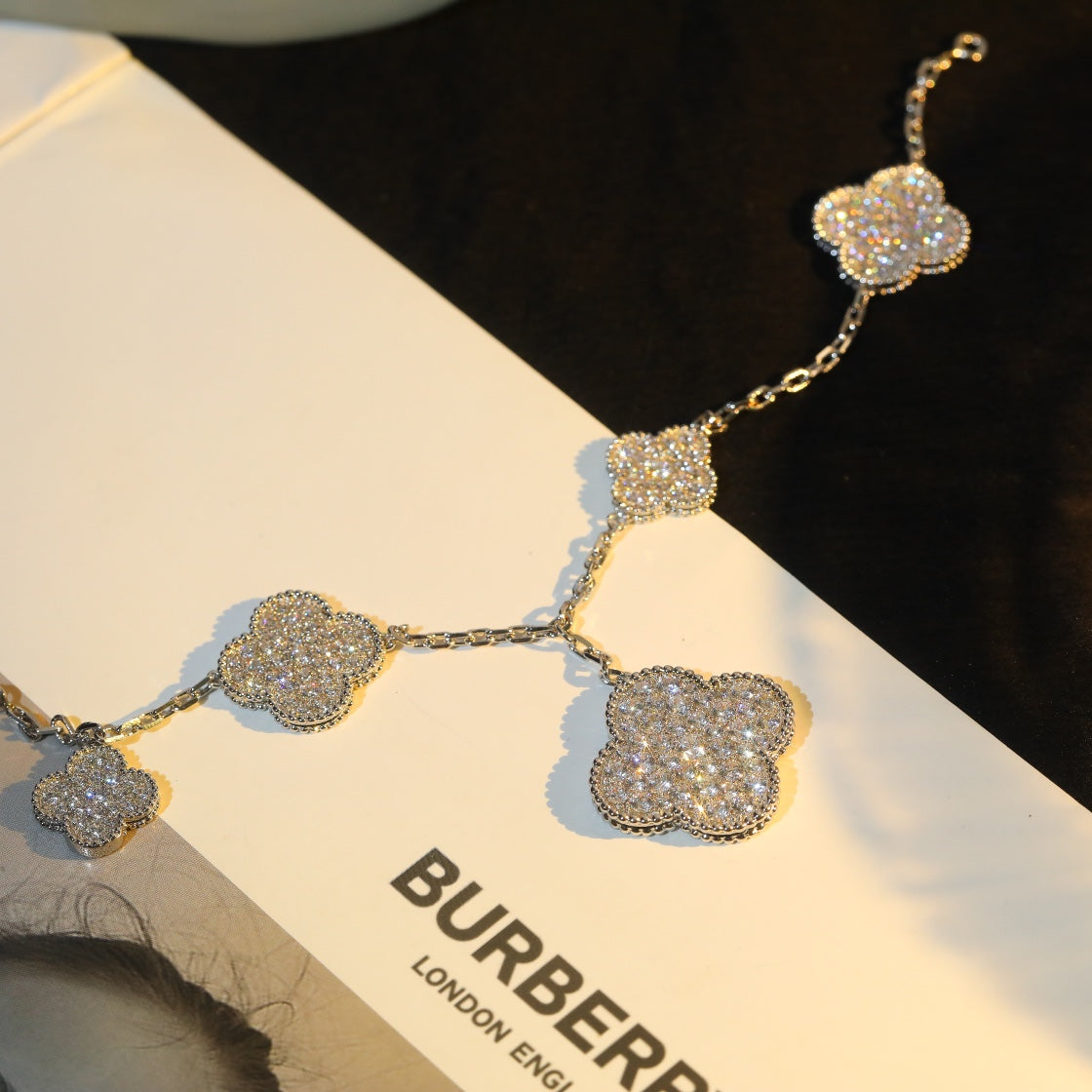 [Eternal Jewelry]CLOVER BRACELET 5 MOTIF SILVER DIAMOND PAVED
