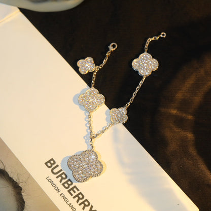 [Eternal Jewelry]CLOVER BRACELET 5 MOTIF SILVER DIAMOND PAVED