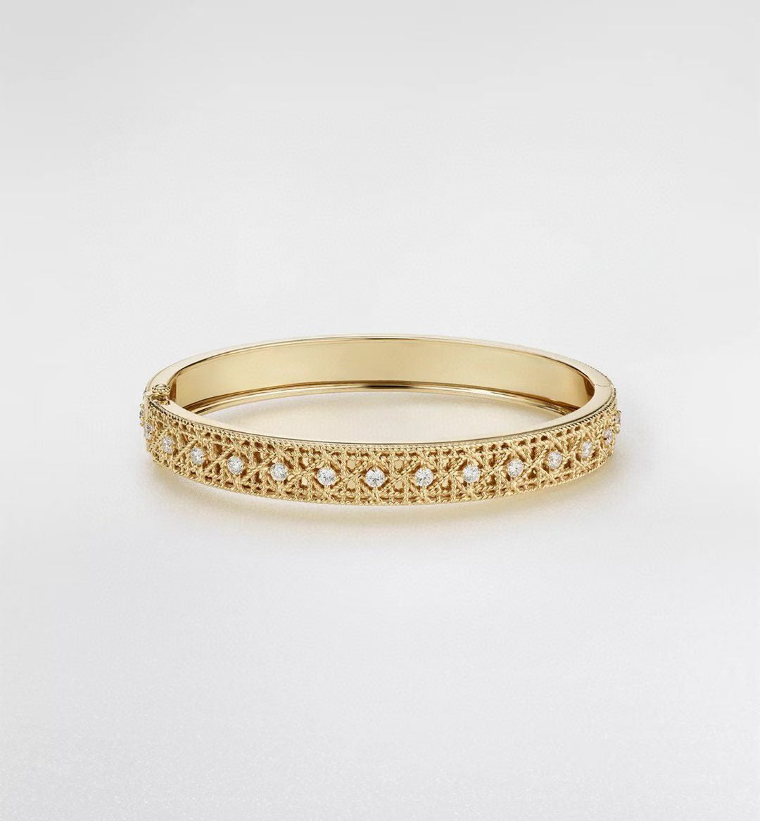[Eternal jewelry]2026 WOVEN-PATTERN BRACELET SET WITH FULL DIAMOND INLAY THREE-COLORS