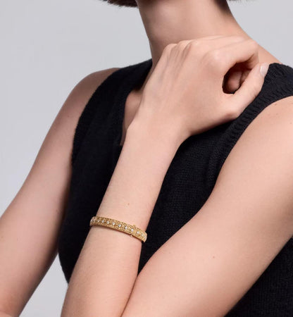 [Eternal jewelry]2026 WOVEN-PATTERN BRACELET SET WITH FULL DIAMOND INLAY THREE-COLORS