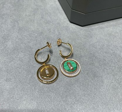 [Eternal Jewelry]LUCKY MOVE Sliding‑diamond C‑shape Ear Hoops