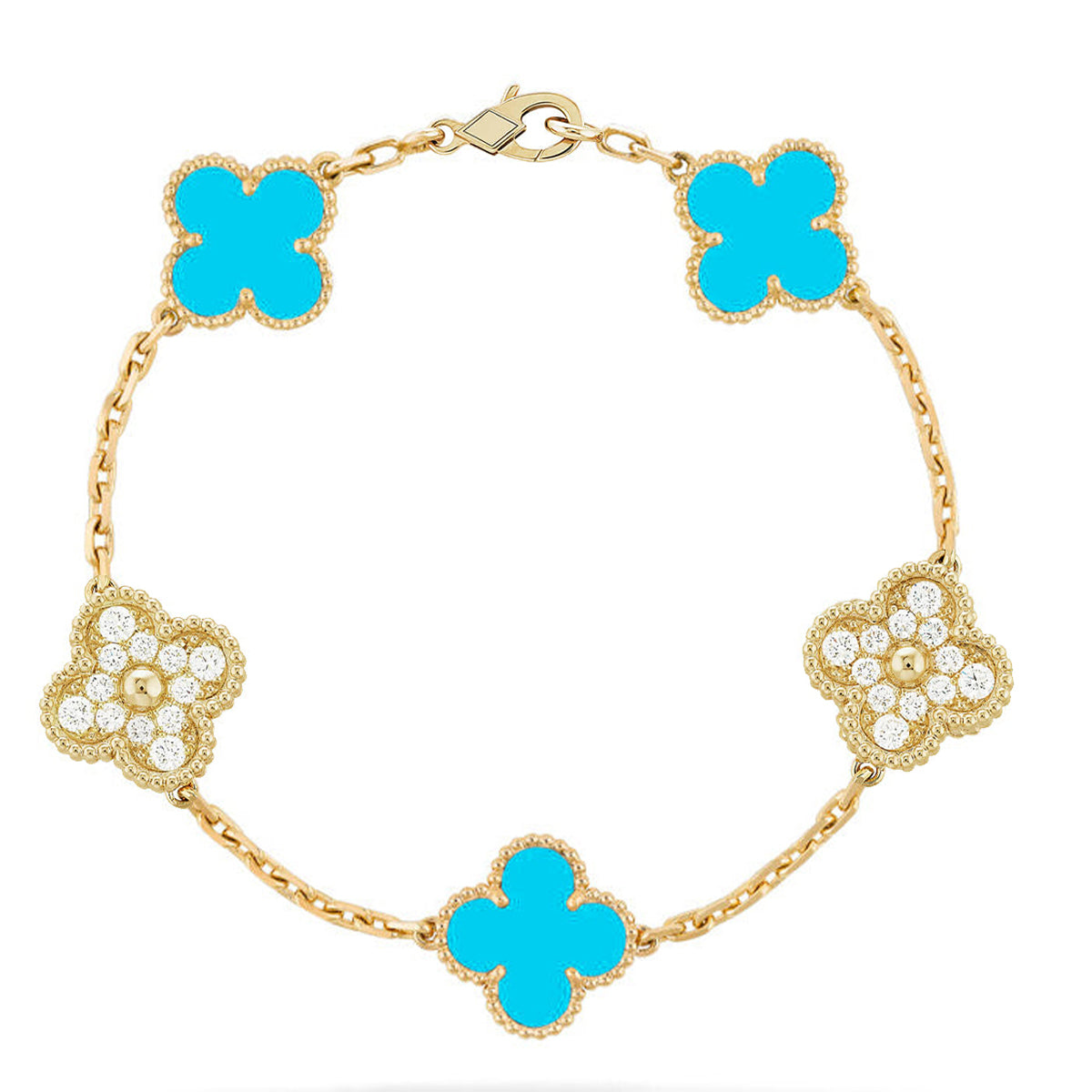[Eternal Jewelry] CLOVER 5 MOTIF TURQUOISE BRACELET COLLECTION