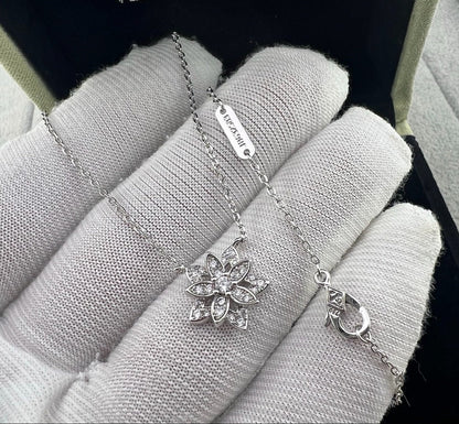 [Eternal jewelry] Full Diamond Hollow Lotus Necklace Set