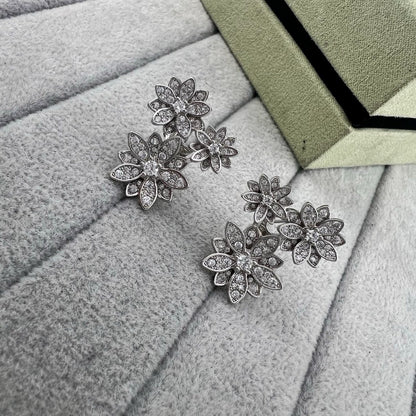 [Eternal jewelry] Full Diamond Hollow Lotus Necklace Set
