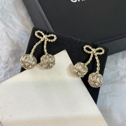 [Eternal jewelry] Cherry Crystal Pavé Necklace & Stud Earrings& SeracelettB