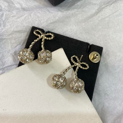 [Eternal jewelry] Cherry Crystal Pavé Necklace & Stud Earrings& SeracelettB