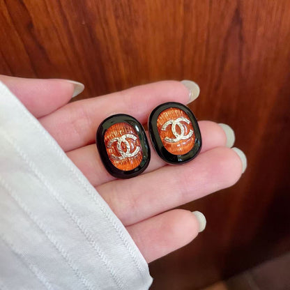 [Eternal jewelry]Amber & Glass Stud Earrings