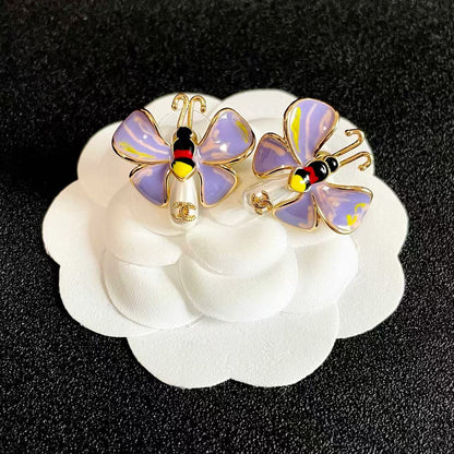 [Eternal jewelry] Ladybug Enamel & Faux Pearl Clip-On Earrings