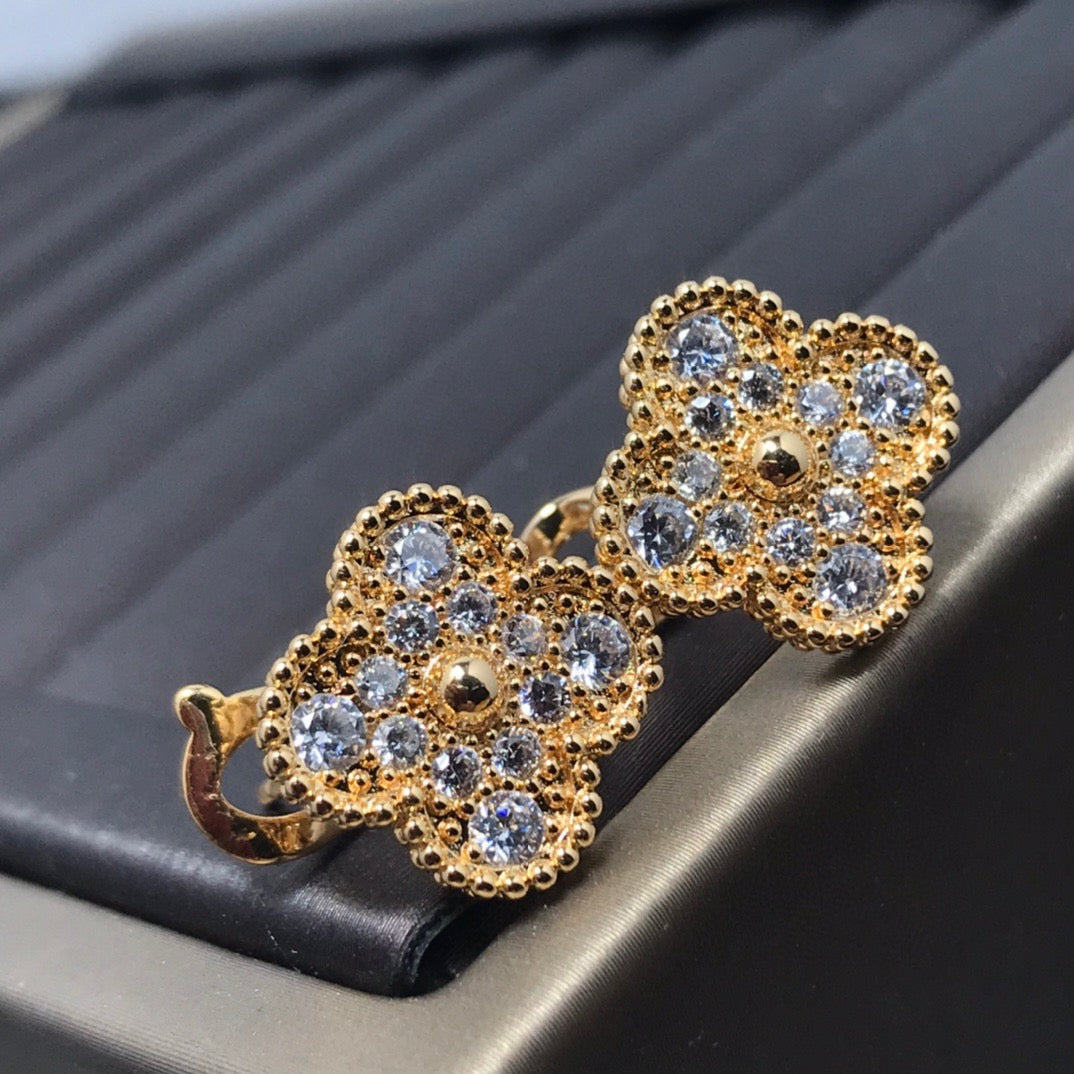 ¡®Eternal jewelry¡¯Full Pave Clover Stud Earrings