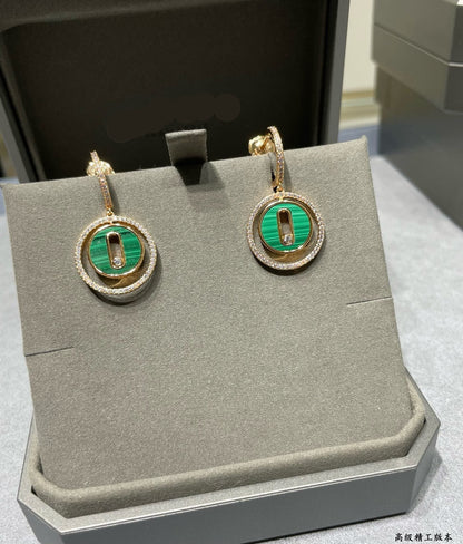 [Eternal Jewelry]LUCKY MOVE Sliding‑diamond C‑shape Ear Hoops