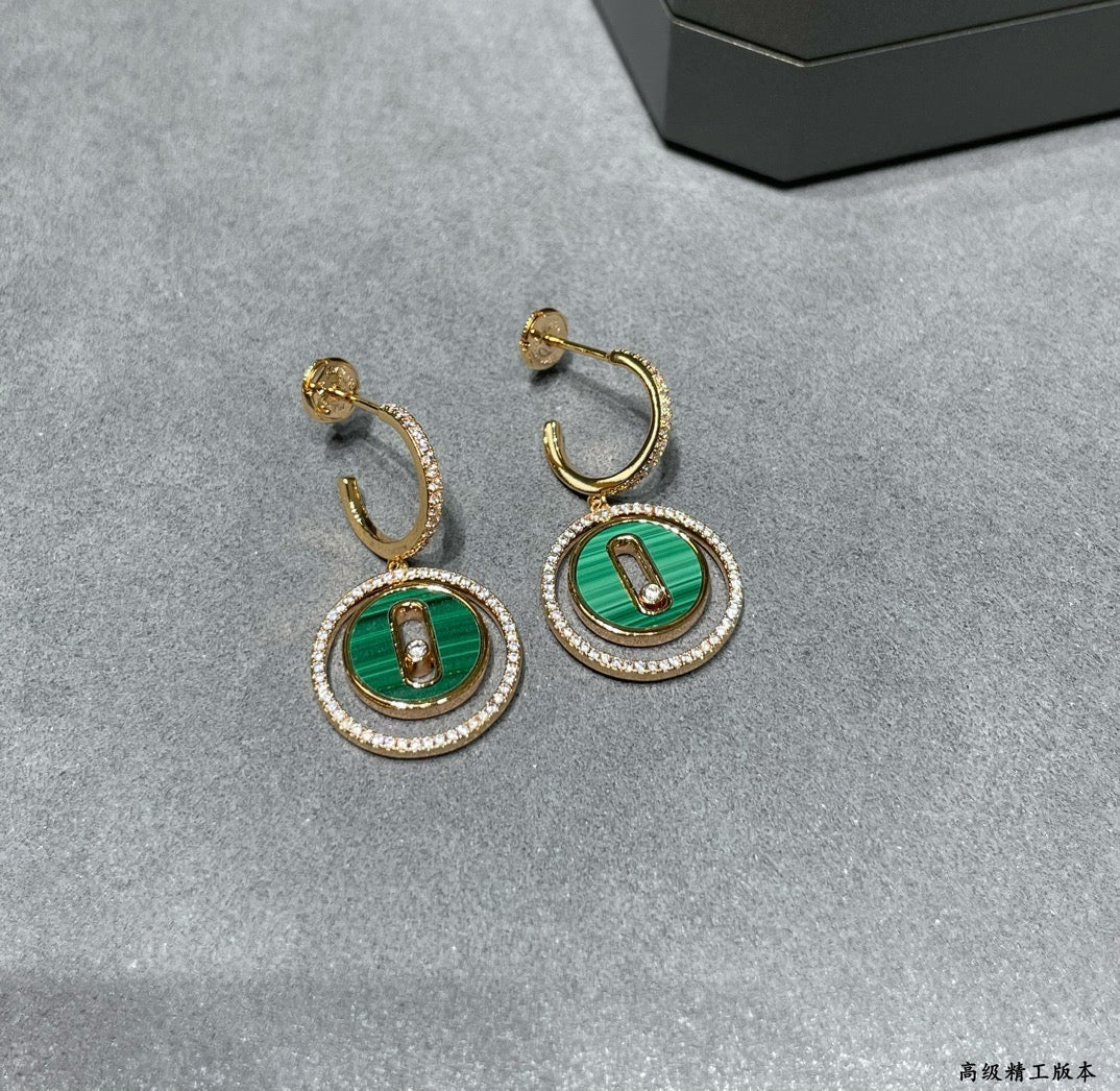 [Eternal Jewelry]LUCKY MOVE Sliding‑diamond C‑shape Ear Hoops