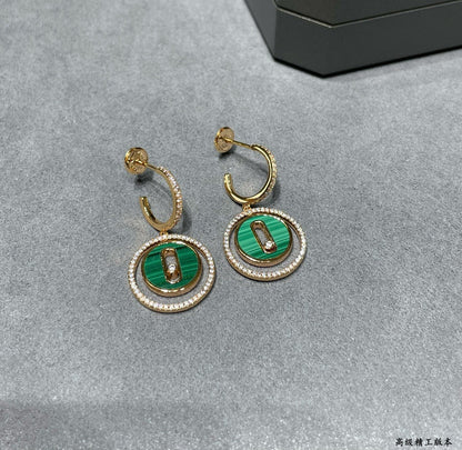 [Eternal Jewelry]LUCKY MOVE Sliding‑diamond C‑shape Ear Hoops