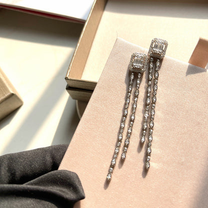 [Eternal Jewelry] Alix Long Drop Earrings, White Gold with Diamonds