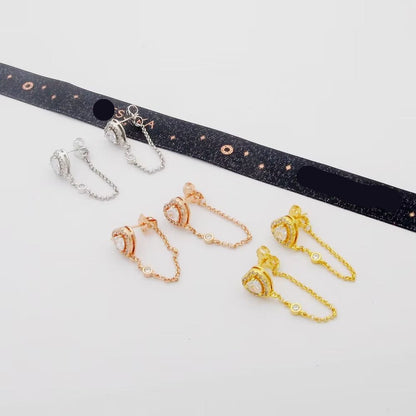 [Eternal Jewelry]My Twin Heart Chain Earrings