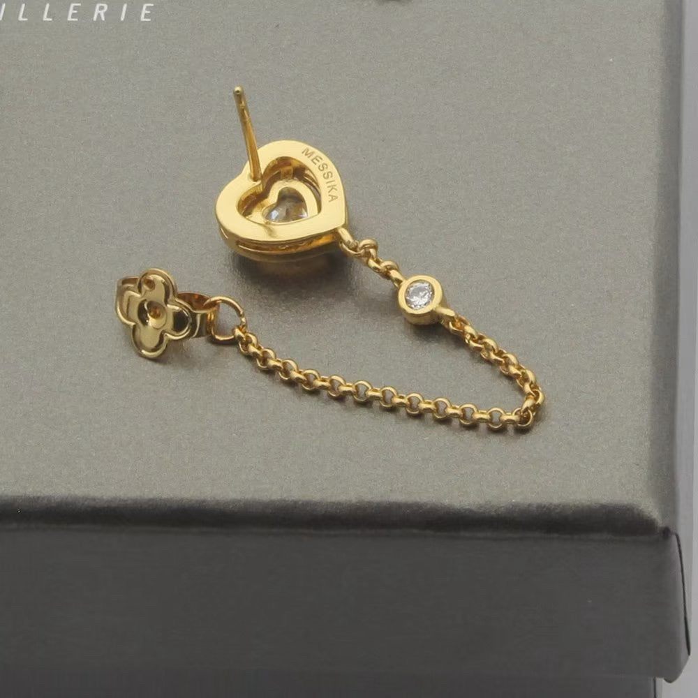[Eternal Jewelry]My Twin Heart Chain Earrings
