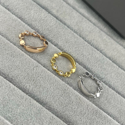 [Eternal Jewelry]Move Link Chain Ring with Two Moving Diamonds