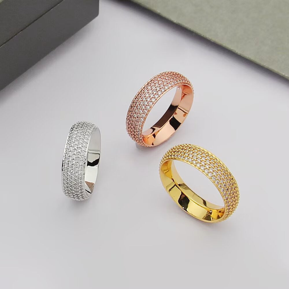 [Eternal Jewelry]Fiery Full Pavé Diamond Wide Band Ring,