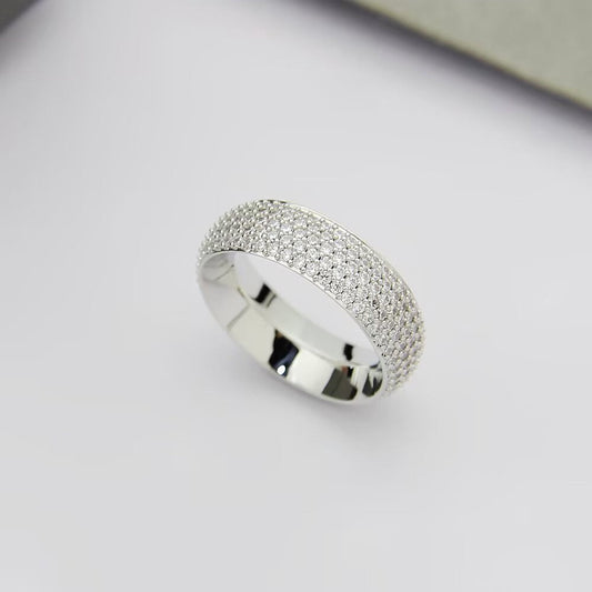 [Eternal Jewelry]Fiery Full Pavé Diamond Wide Band Ring,