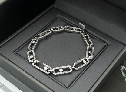 [Eternal Jewelry]Large Full Diamond Unisex Sliding Bracelet with Moissanite