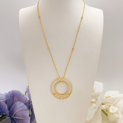 [Eternal Jewelry] Move Romane Pavé Diamond Sliding Circle Long Necklace