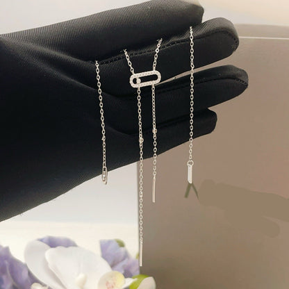 [Eternal Jewelry] Moderniste Pavé Diamond Lariat Tie Necklace