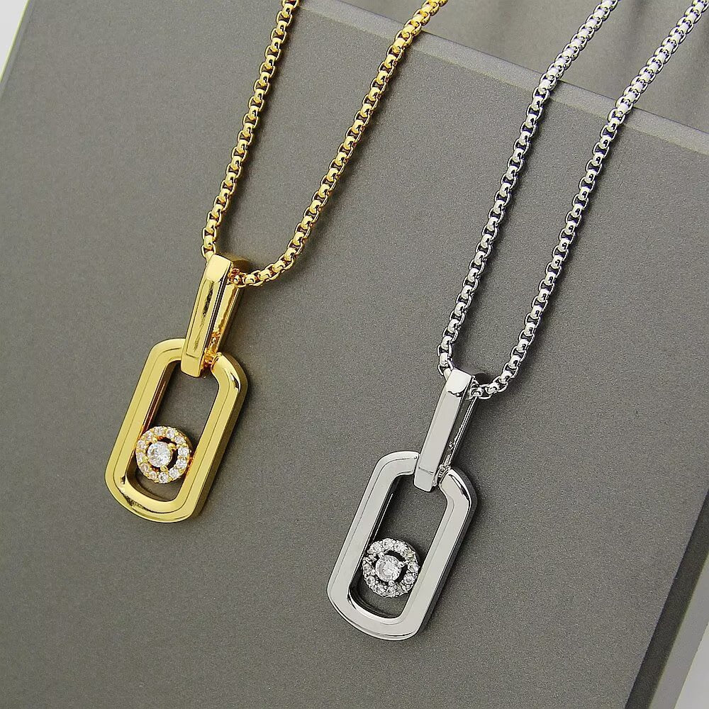 [Eternal Jewelry]So Move Paper‑Clip Sliding Diamond Necklace