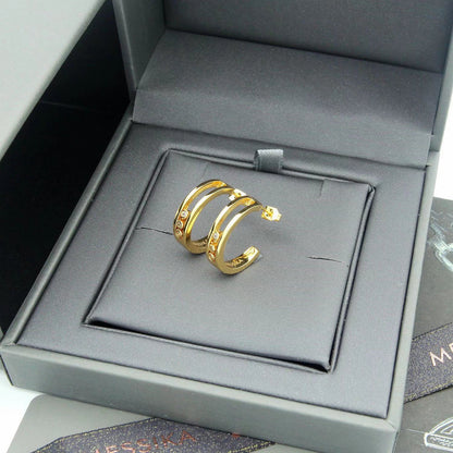[Eternal Jewelry] Move Double Hoop Earrings, 3 Movable Stones