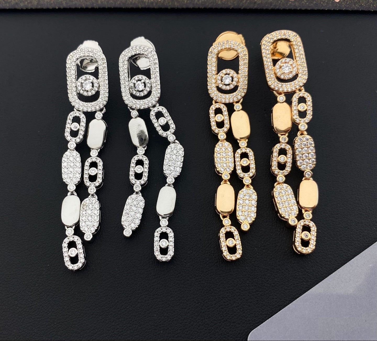 [Eternal Jewelry] Move Link Long Tassel Earrings, Movable Stones