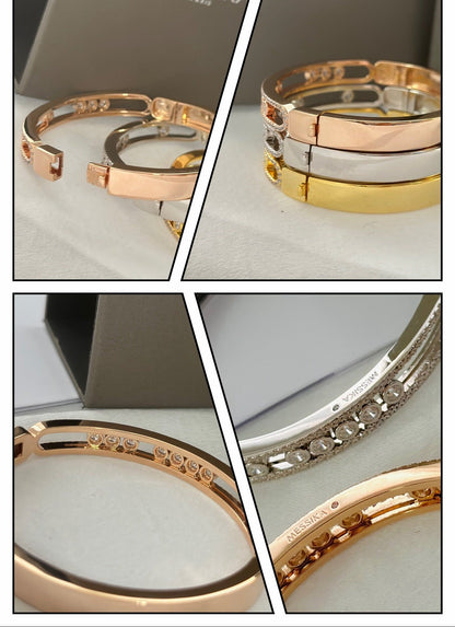 [Eternal Jewelry]Move Classique 7‑Moving‑Diamond Bangle, Double‑Row Pavé Setting