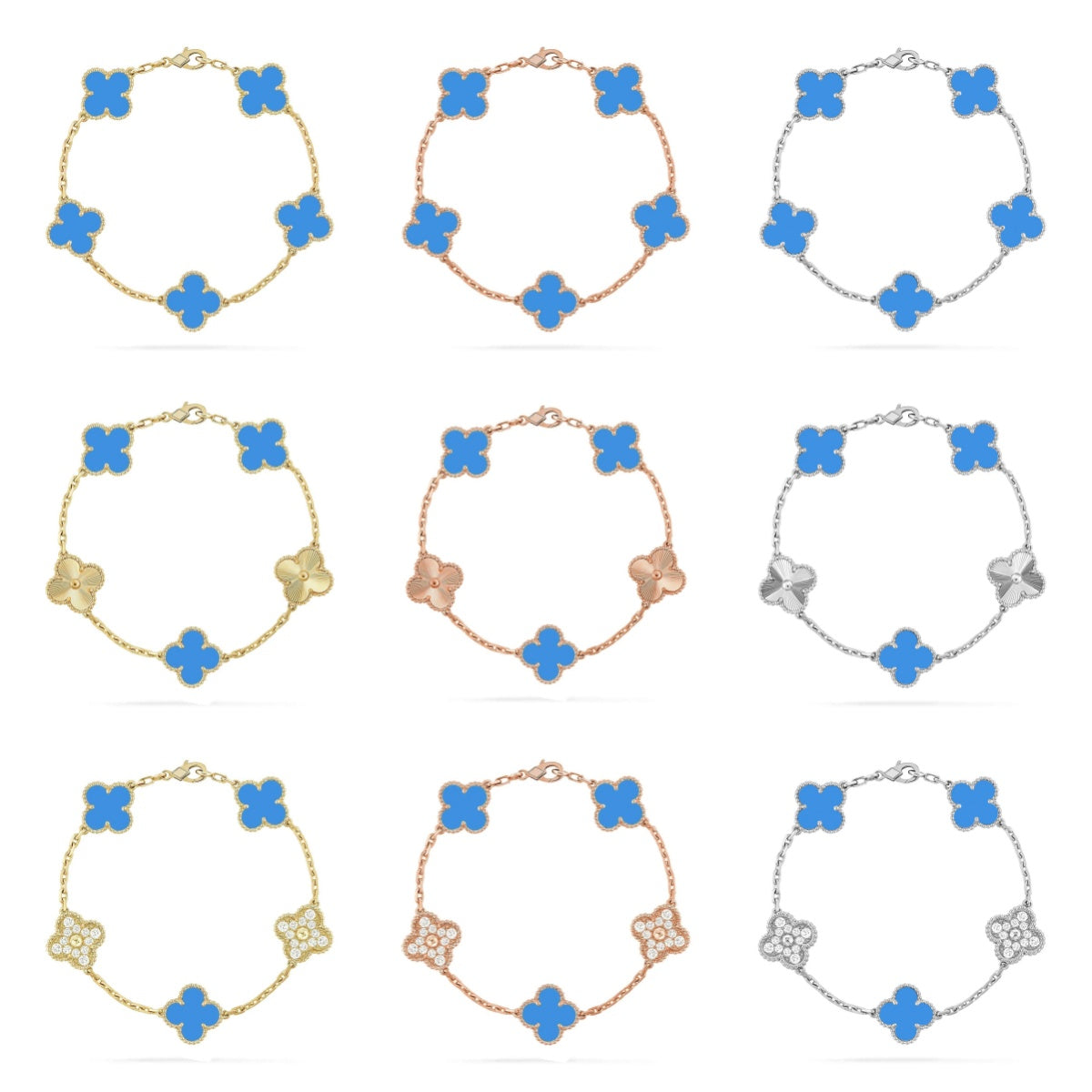 [Eternal Jewelry] CLOVER 5 MOTIF BLUE AGATE BRACELET COLLECTION