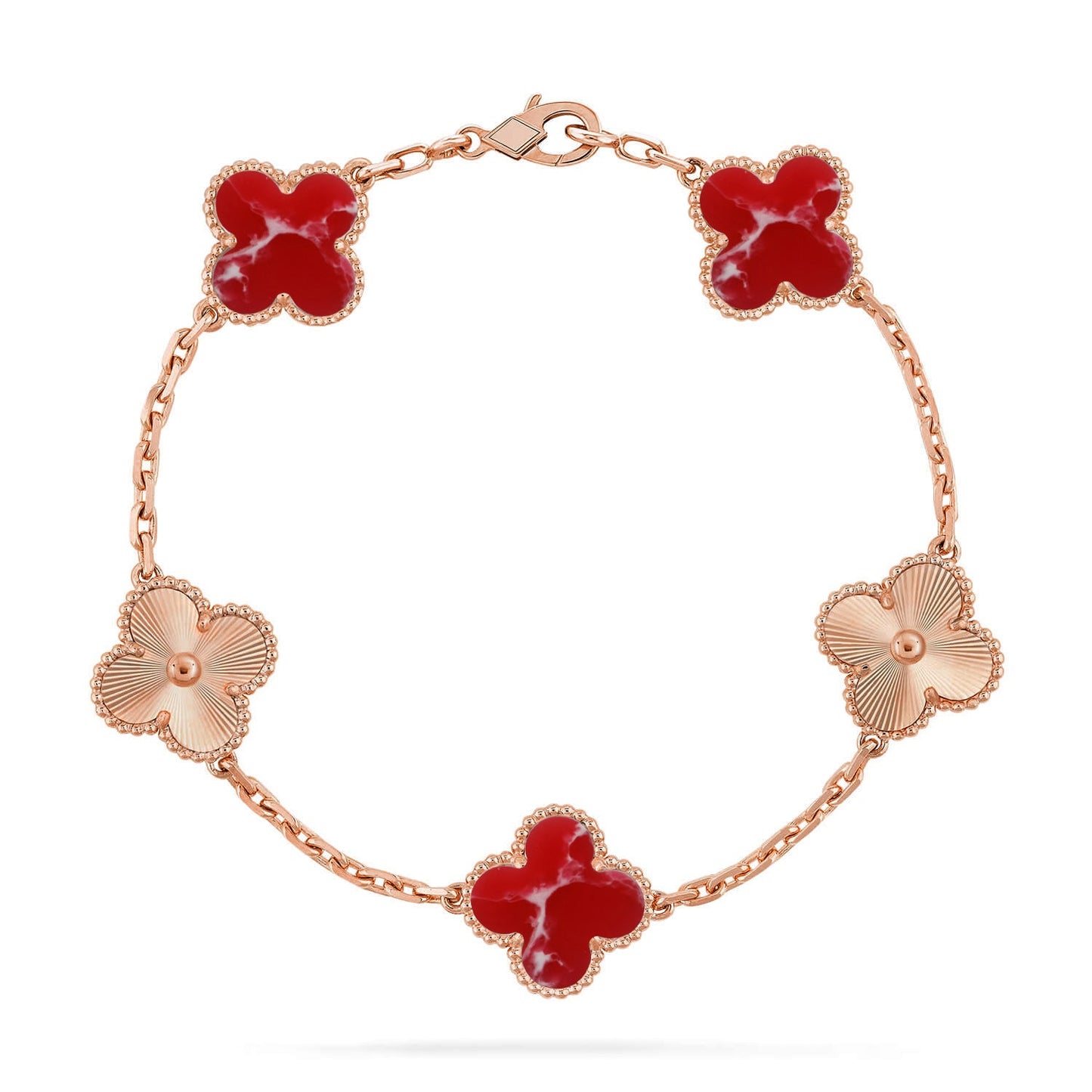[Eternal Jewelry]CLOVER 5 MOTIF RED PATTERN BRACELET COLLECTION