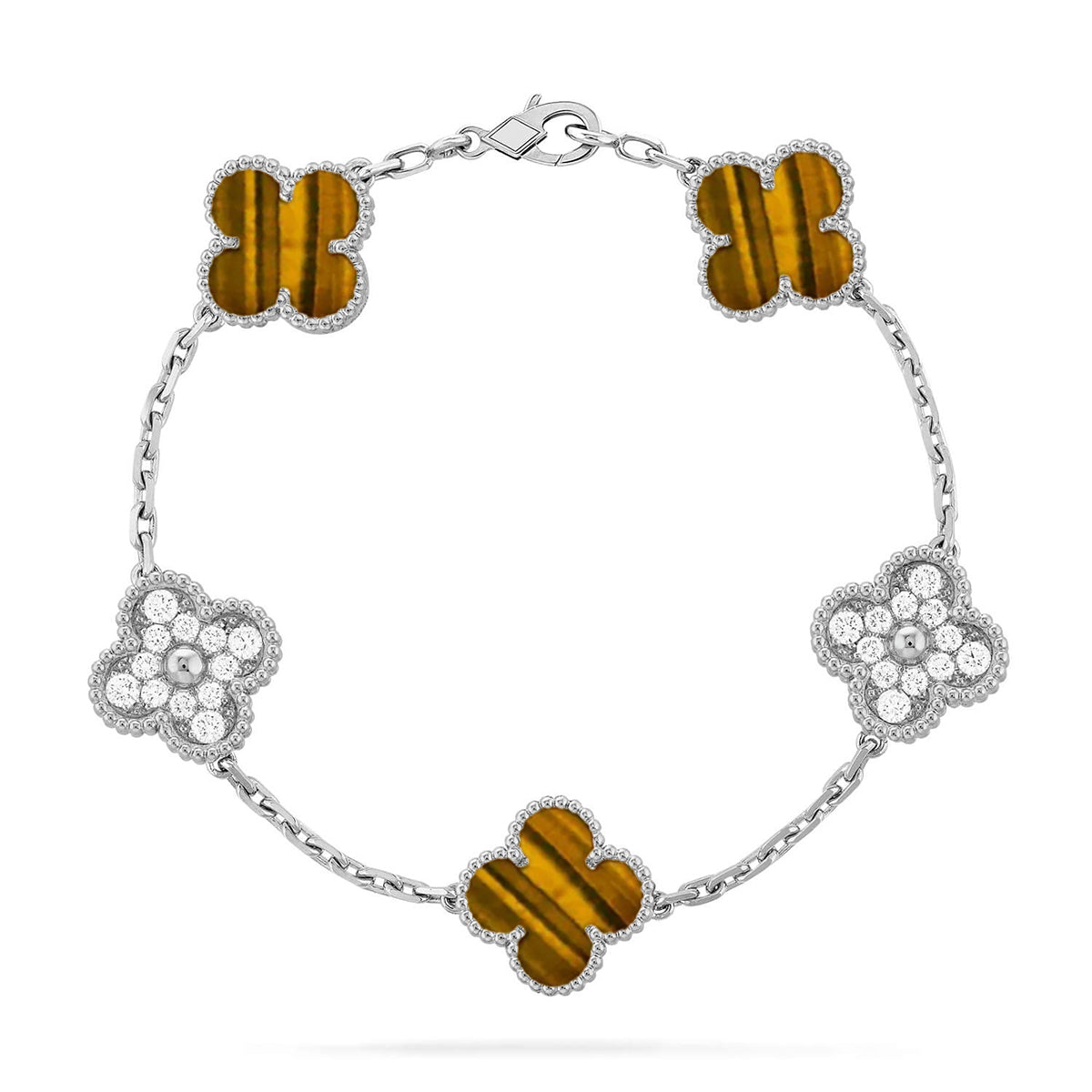 [Eternal Jewelry] CLOVER 5 MOTIFS TIGER EYE BRACELET COLLECTION