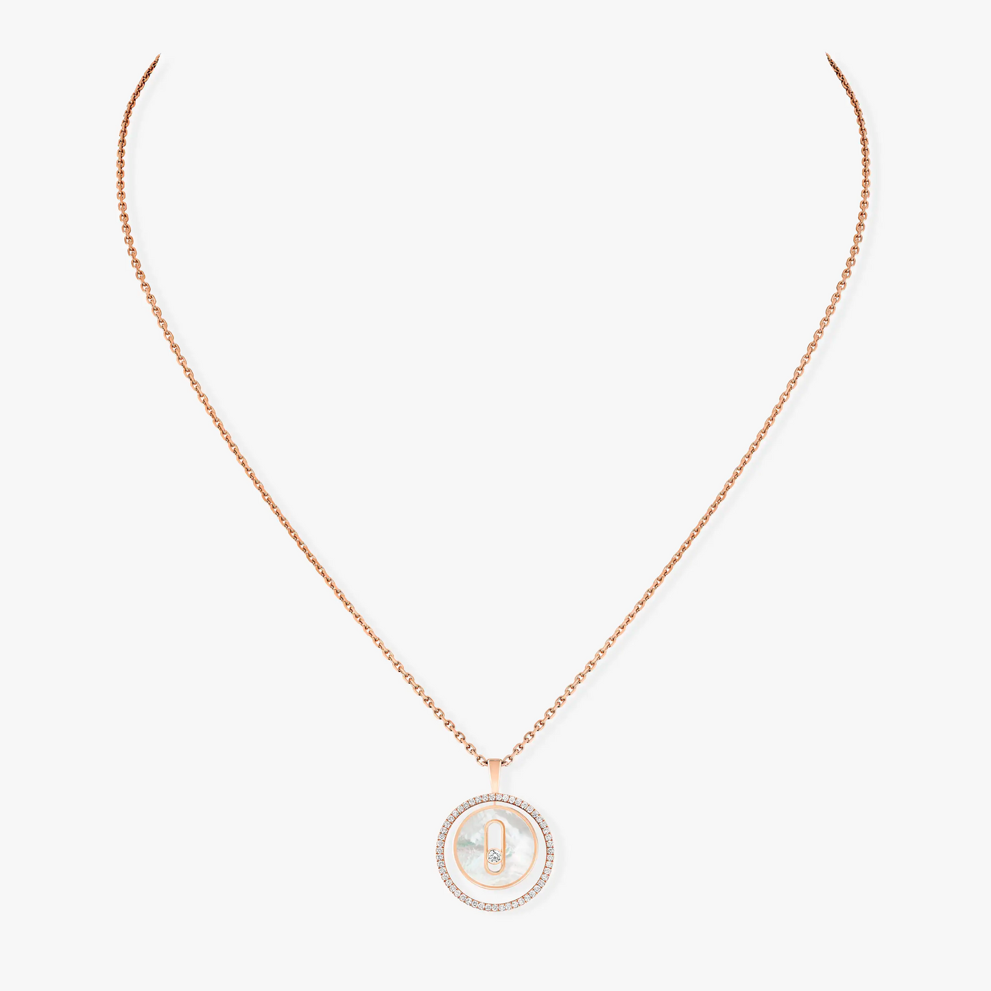 [Eternal jewelry]LUCKY MOVE 1 DIAMOND WHITE MOTHER OF PEARL PINK GOLD DIAMOND NECKLACE