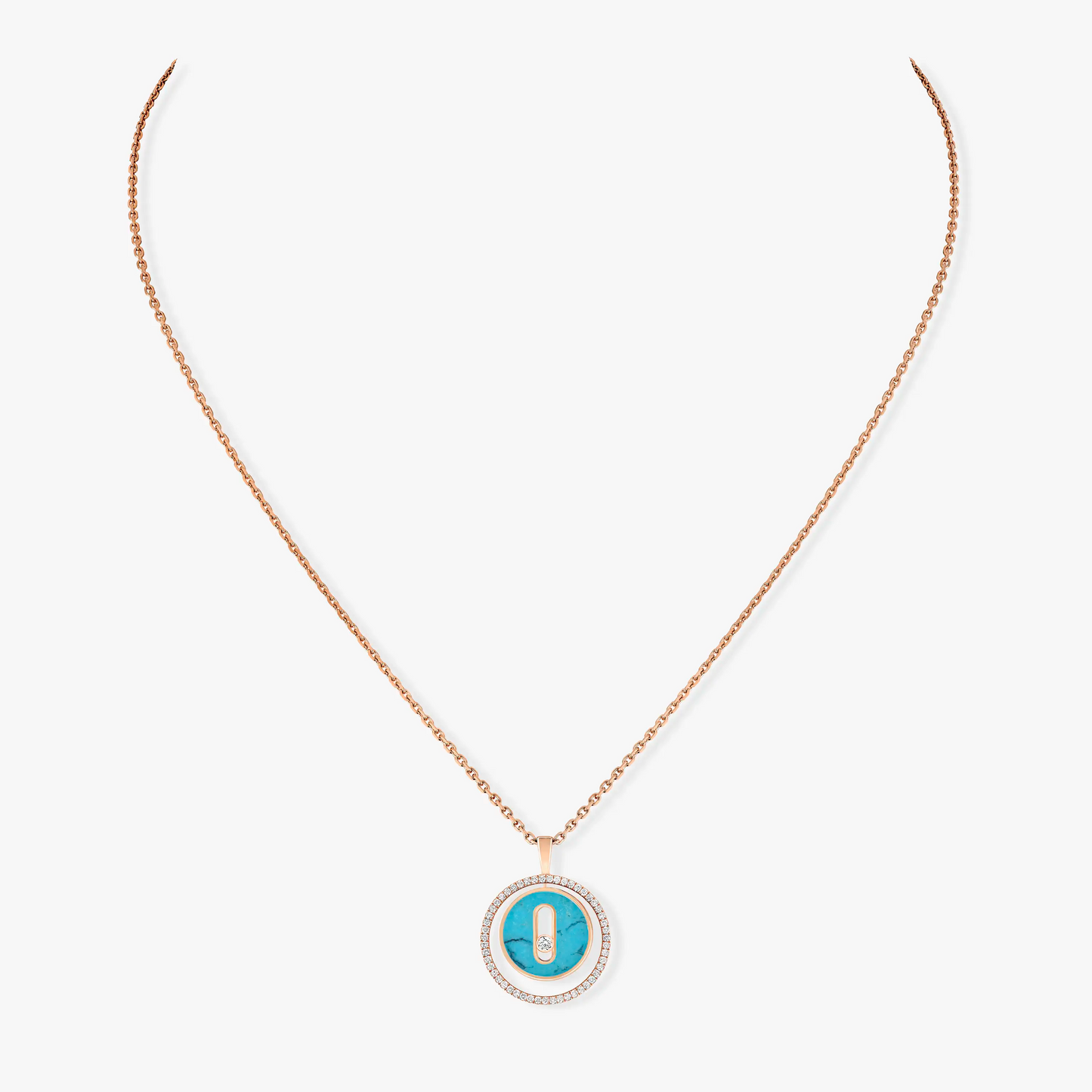 [Eternal jewelry]LUCKY MOVE 1 DIAMOND TURQUOISE PINK GOLD DIAMOND NECKLACE