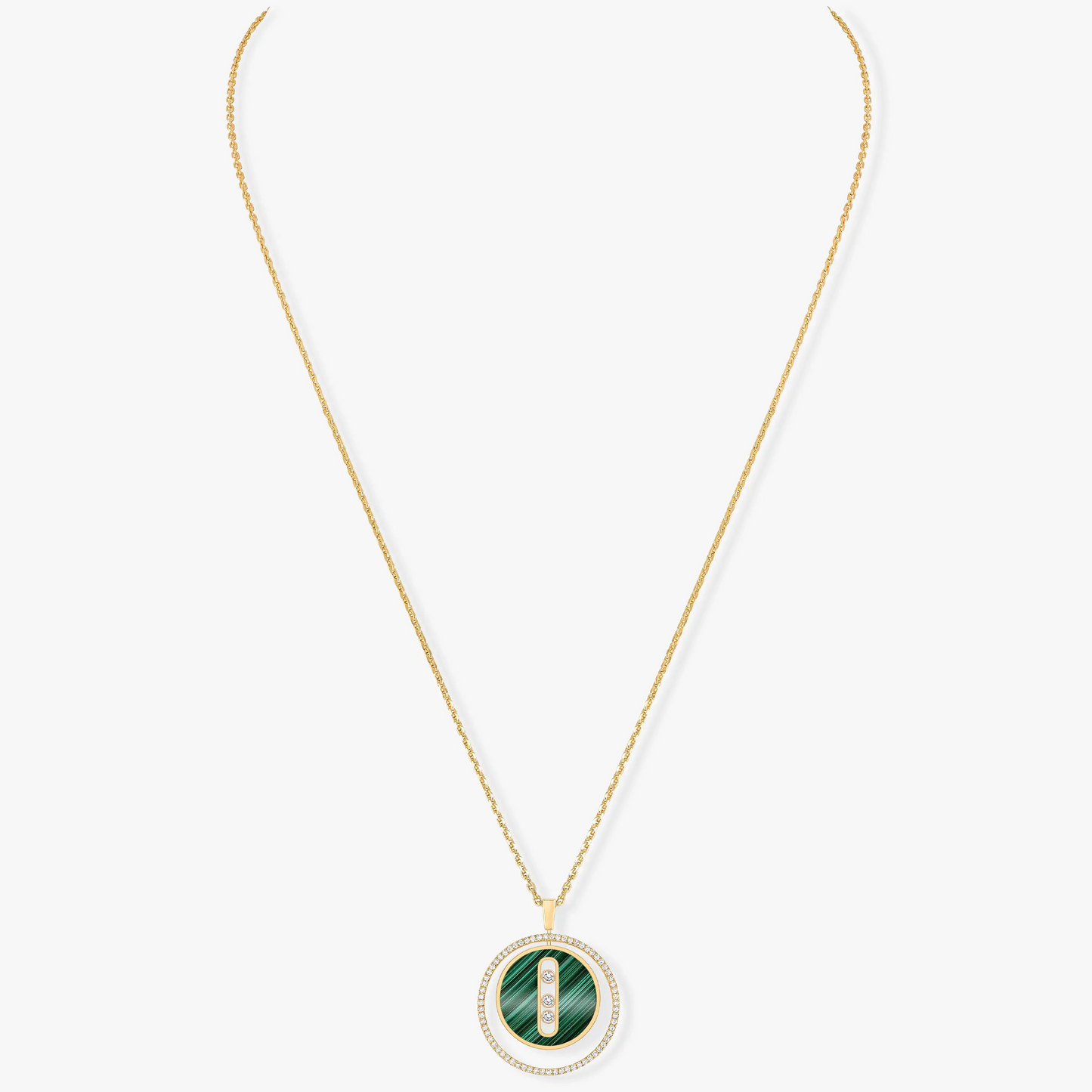 [Eternal jewelry]LUCKY MOVE 3 DIAMOND MALACHITE GOLD DIAMOND NECKLACE